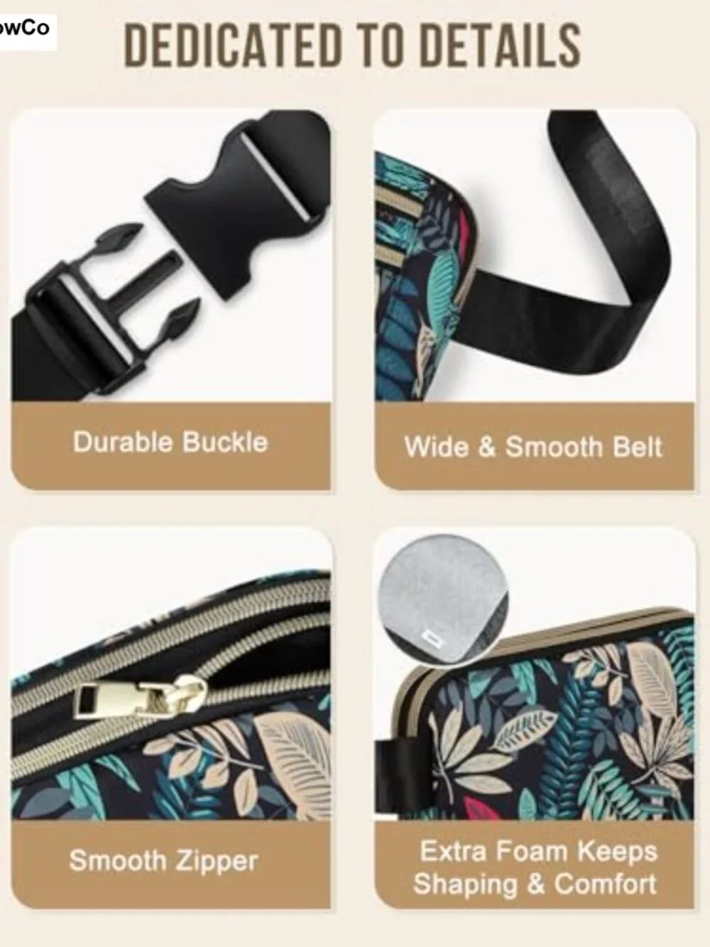 4-Zip Pocket Fanny Pack with Adjustable Belt (M)